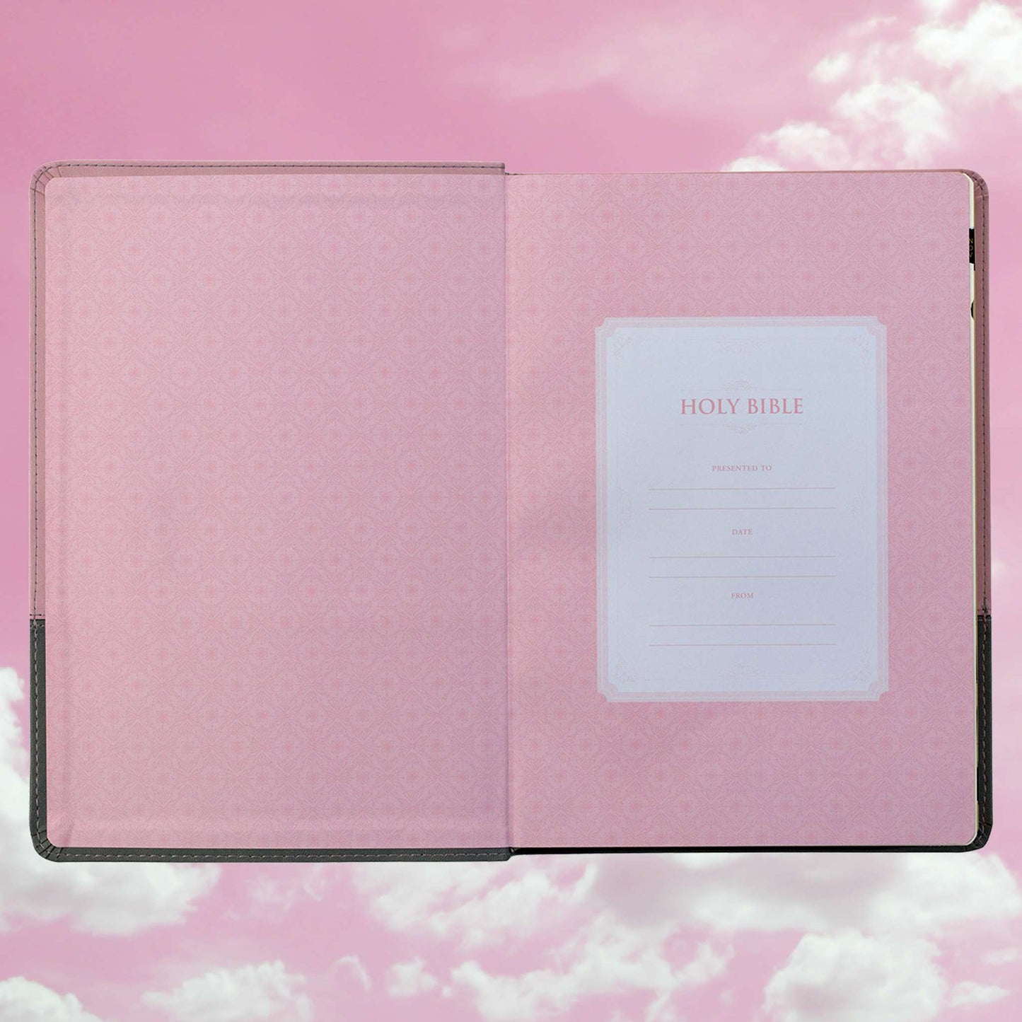Pink and Gray Faux Leather Super Giant Print Full-size King James Version Bible with Thumb Index