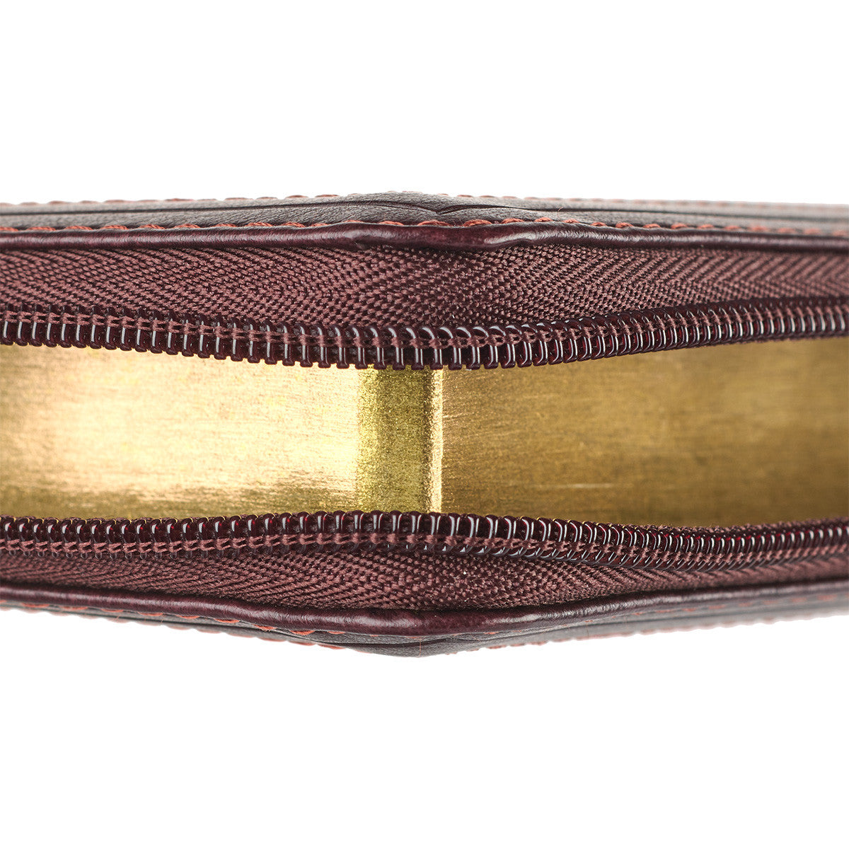 Burgundy and Saddle Tan Framed Faux Leather Compact King James Version Bible with Zippered Closure