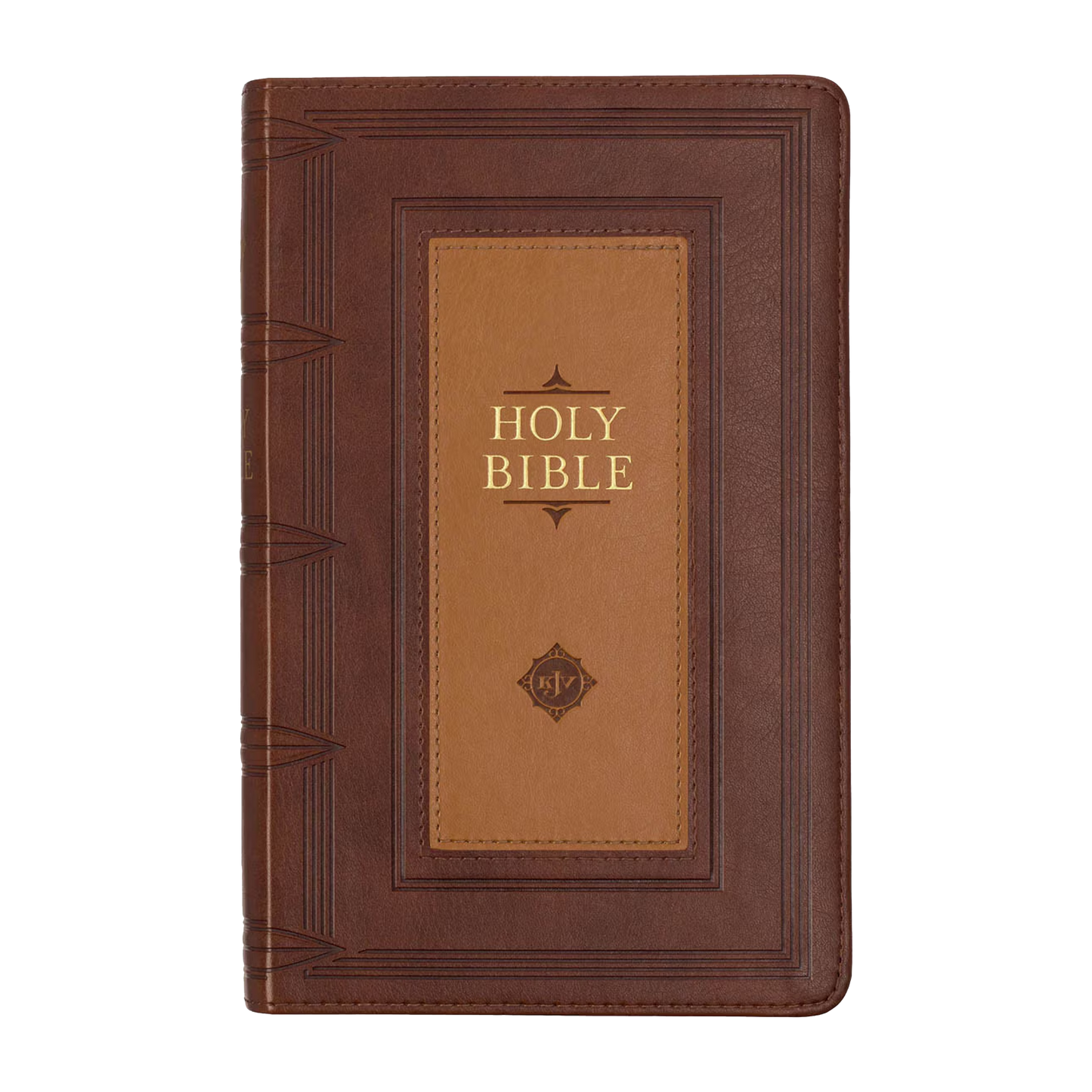 Saddle Tan and Butterscotch Faux Leather Giant Print Standard-size King James Version Bible with Thumb Indexing