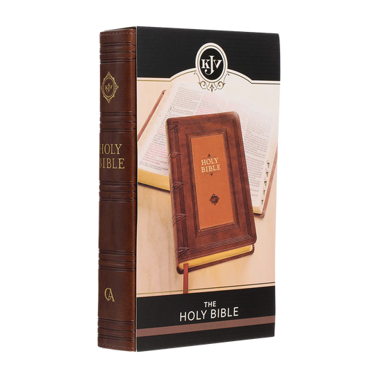 Saddle Tan and Butterscotch Faux Leather Giant Print Standard-size King James Version Bible with Thumb Indexing