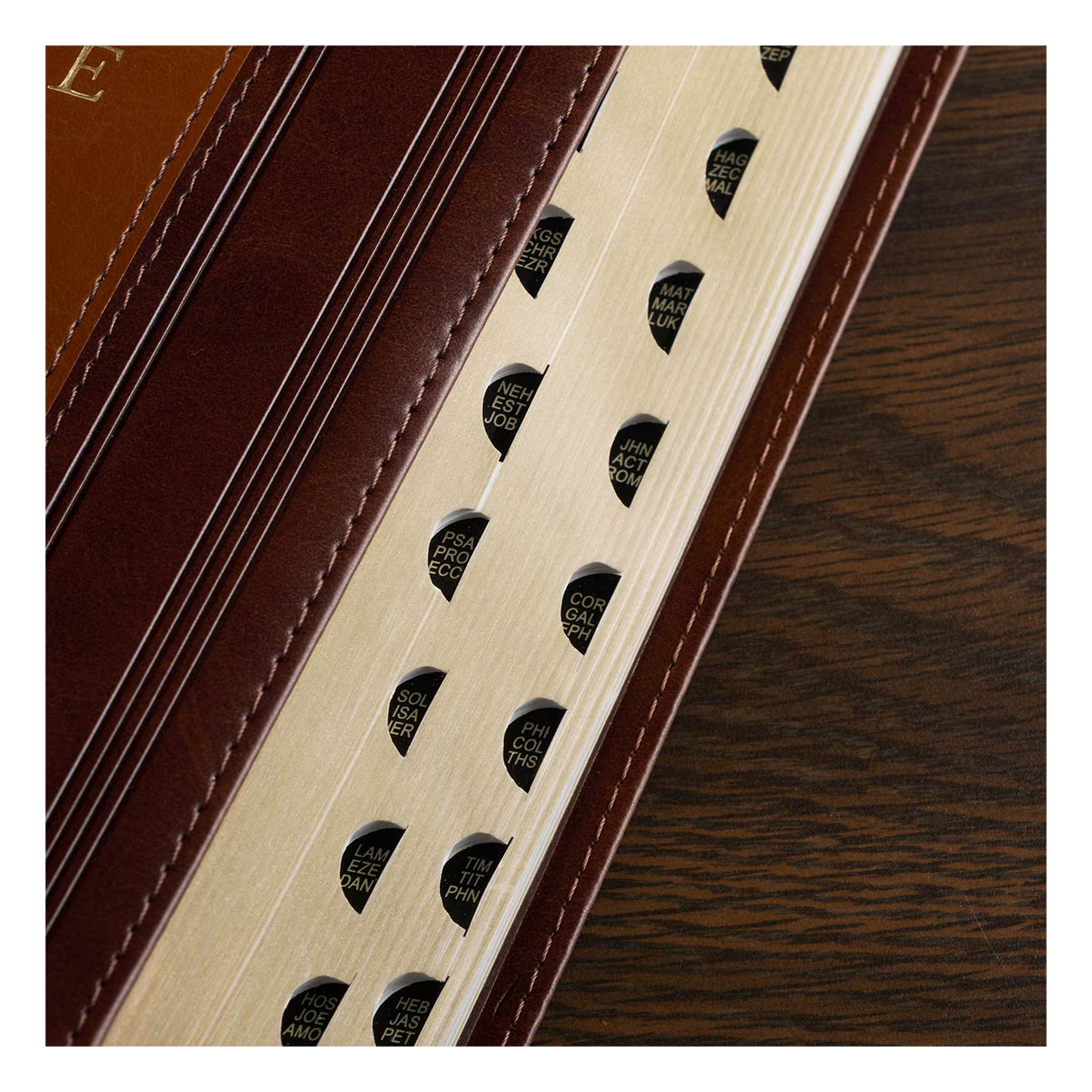 Saddle Tan and Butterscotch Faux Leather Giant Print Standard-size King James Version Bible with Thumb Indexing