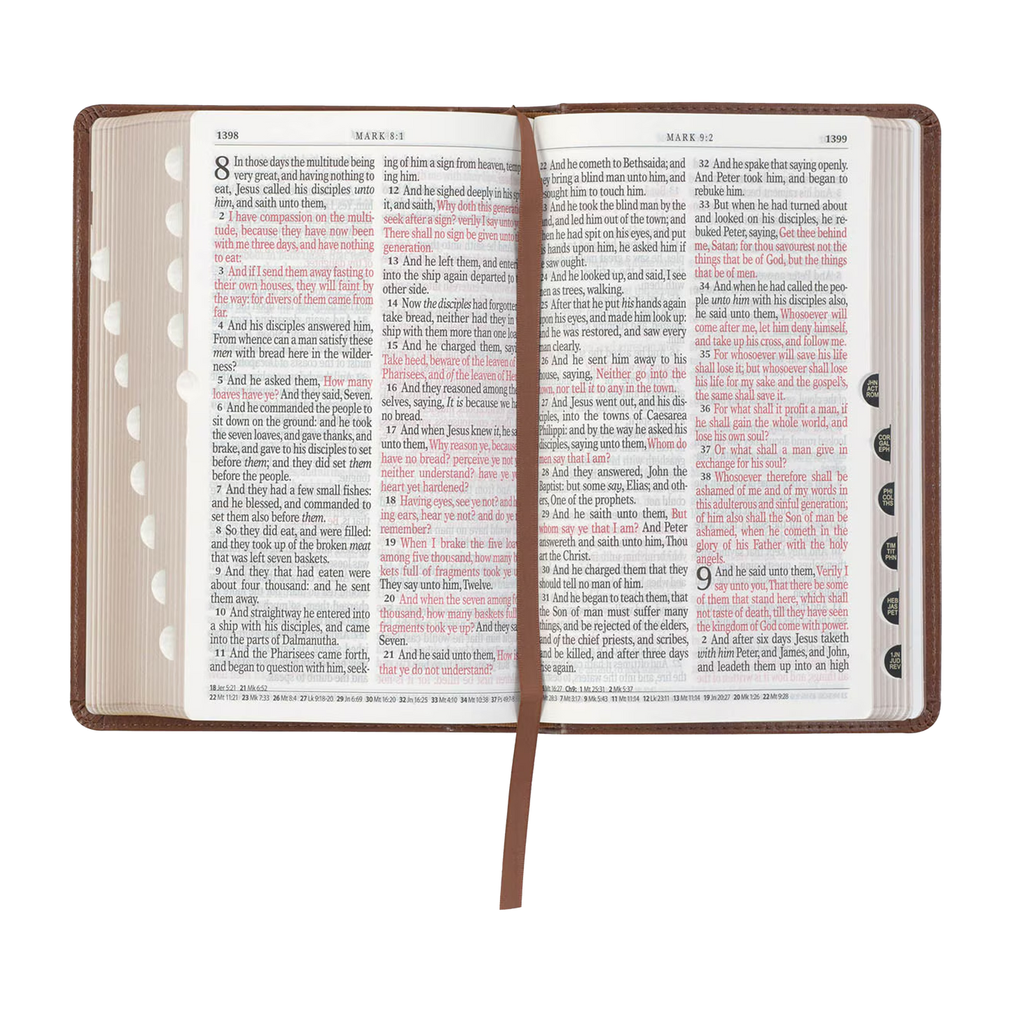 Saddle Tan and Butterscotch Faux Leather Giant Print Standard-size King James Version Bible with Thumb Indexing
