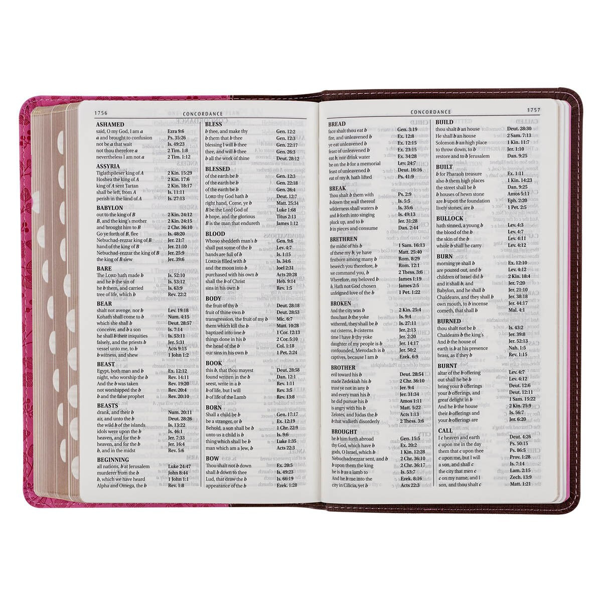 Brown and Berry Pink Faux Leather Giant Print Standard-size King James Version Bible with Thumb Index
