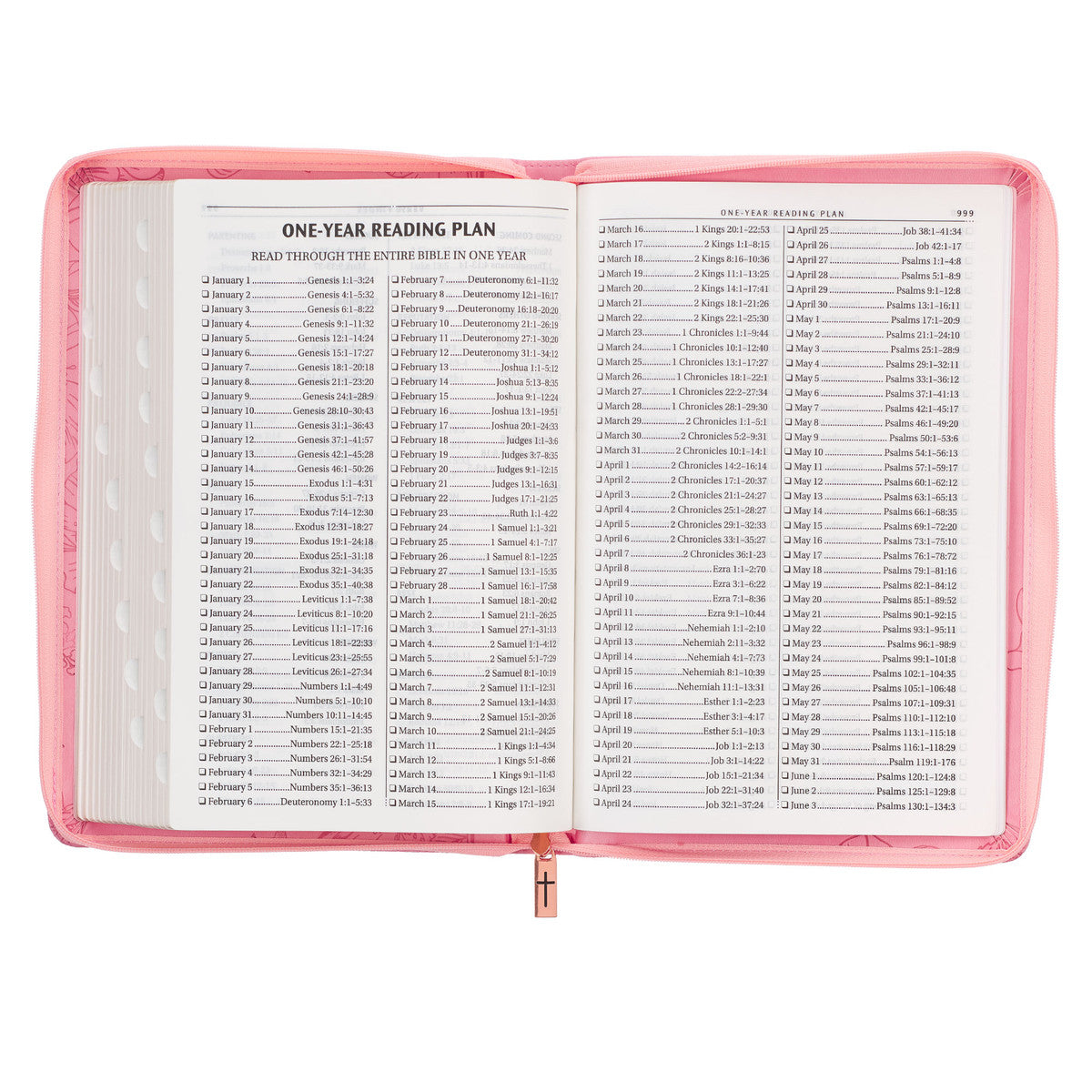 Sunrise Pink Faux Leather Large Print Thinline King James Version Bible with Zippered Closure and Thumb Indexj
