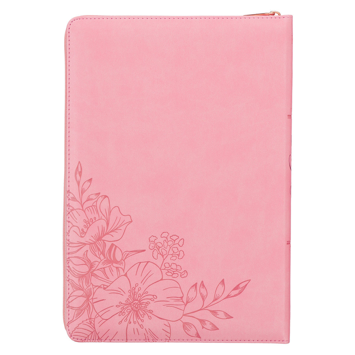 Sunrise Pink Faux Leather Large Print Thinline King James Version Bible with Zippered Closure and Thumb Indexj