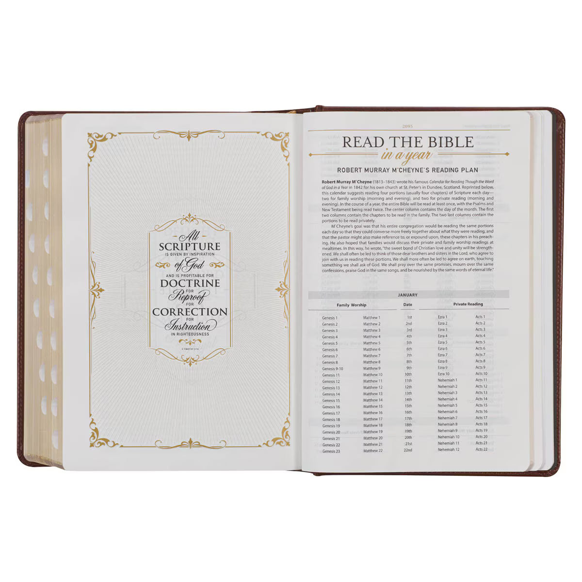 Toffee and Burgundy Faux Leather Hardcover King James Version Study Bible with Thumb Index