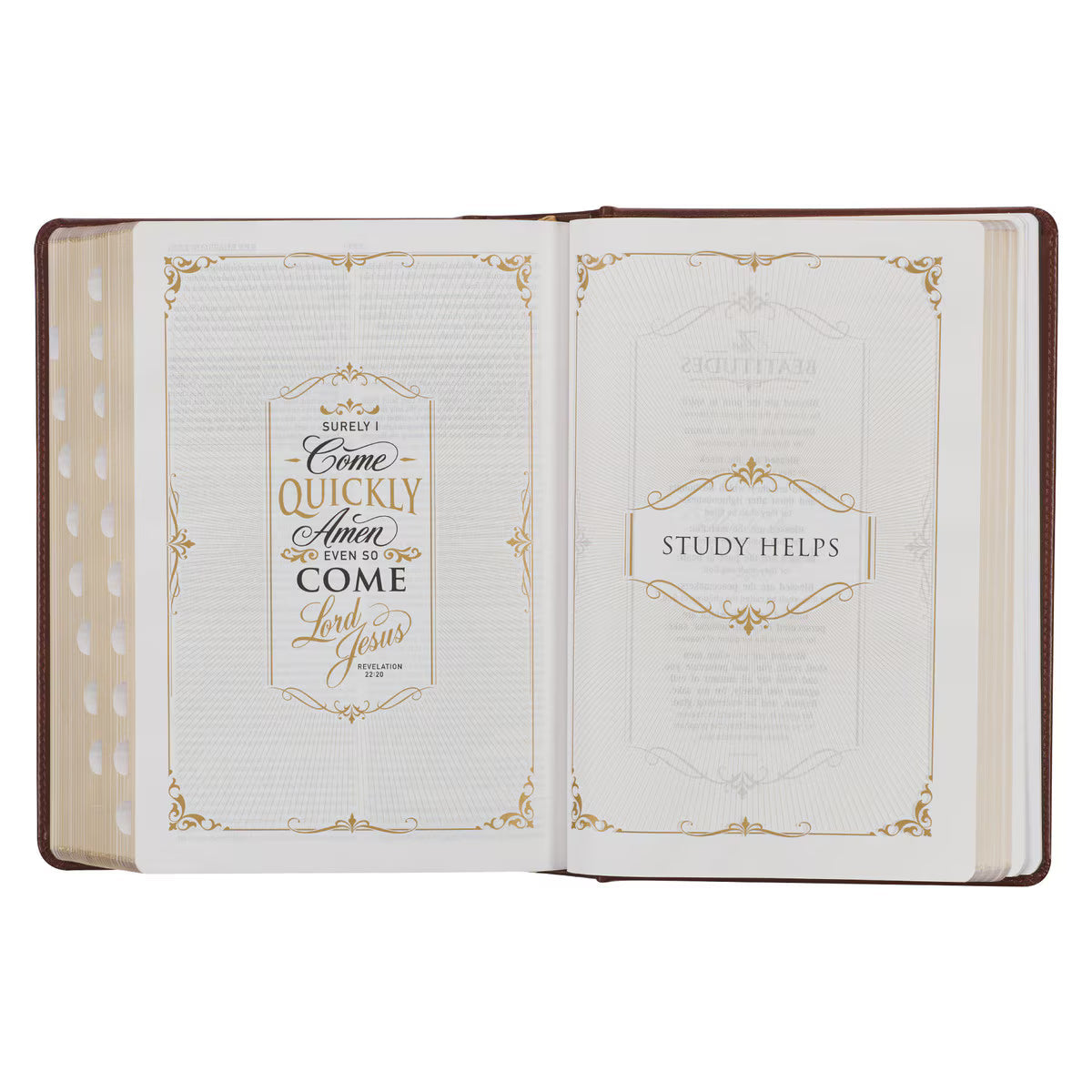 Toffee and Burgundy Faux Leather Hardcover King James Version Study Bible with Thumb Index