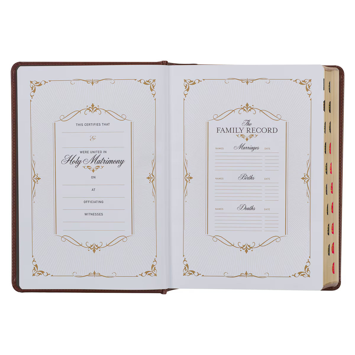 Toffee and Burgundy Faux Leather Hardcover King James Version Study Bible with Thumb Index