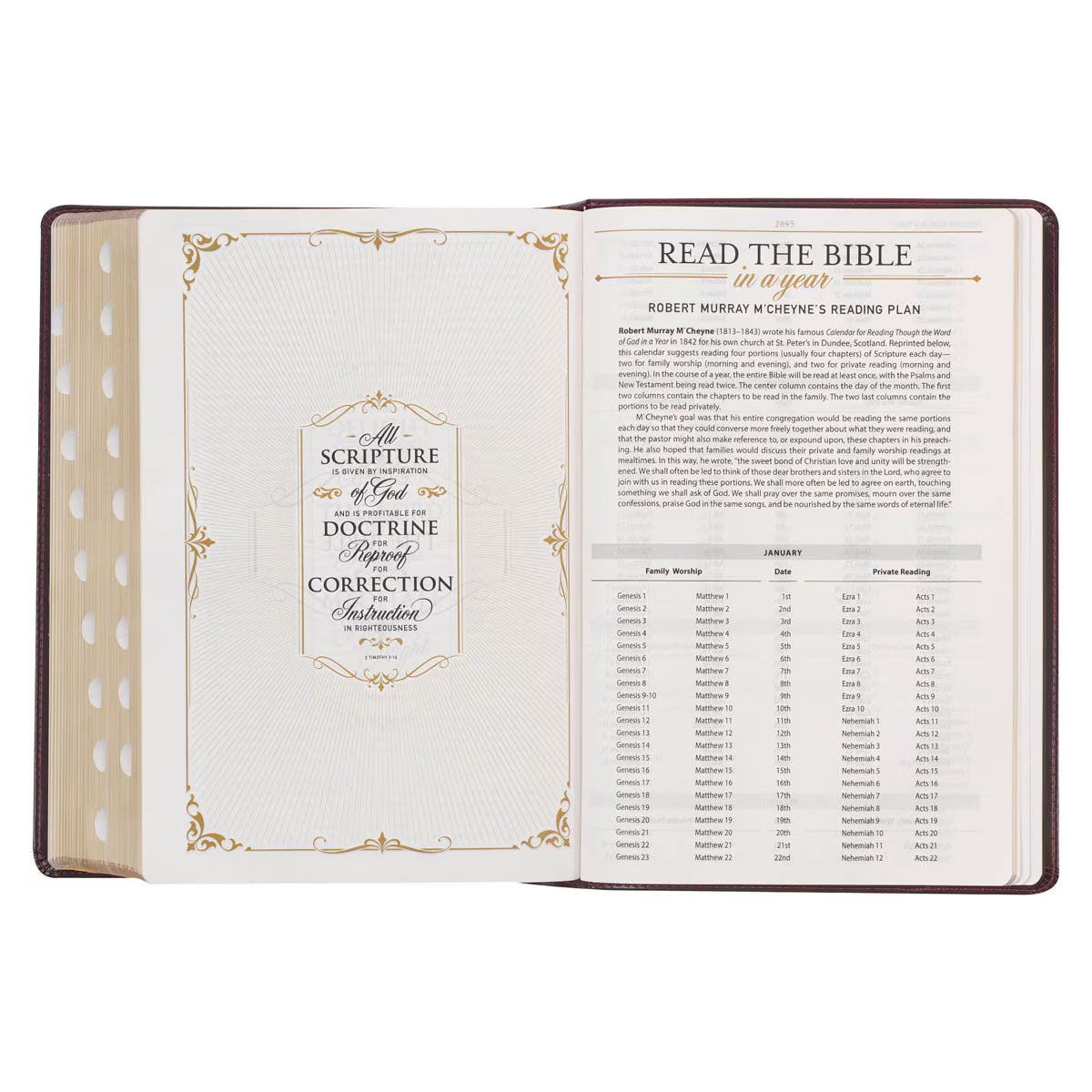 Burgundy and Saddle Tan Faux Leather Large Print King James Version Study Bible with Thumb Index