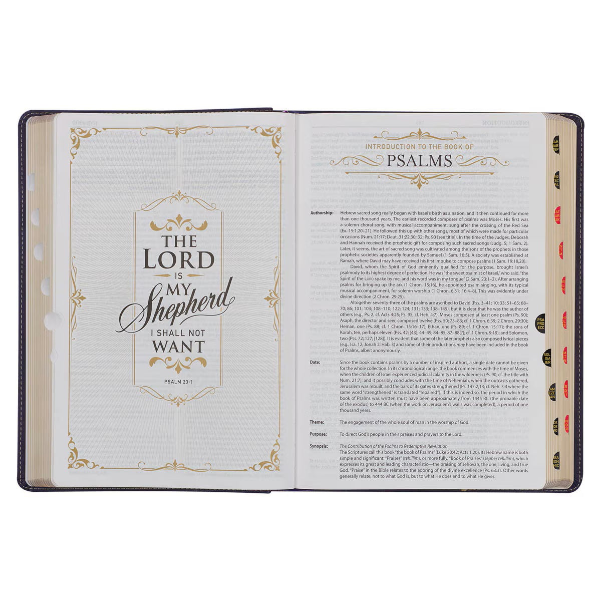 Two-tone Purple Faux Leather Large Print King James Version Study Bible with Thumb Index