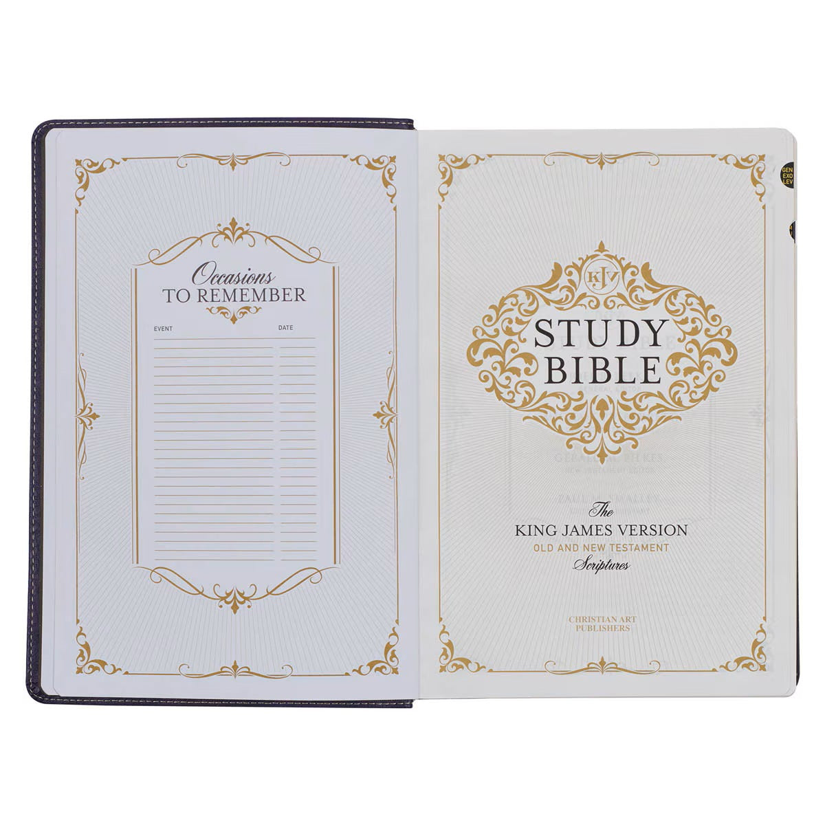 Two-tone Purple Faux Leather Large Print King James Version Study Bible with Thumb Index