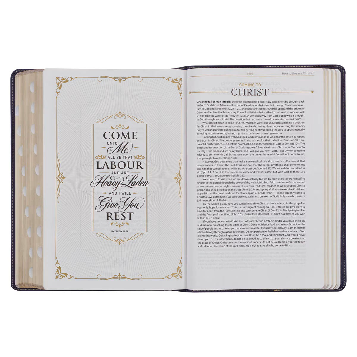 Two-tone Purple Faux Leather Large Print King James Version Study Bible with Thumb Index