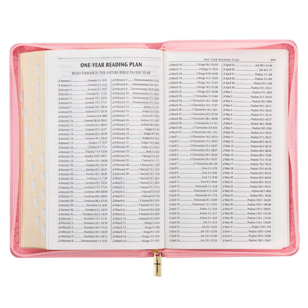 Blossom Pink Faux Leather King James Version Deluxe Gift Bible with Thumb Index and Zippered Closure