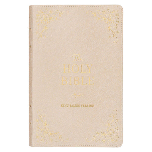 Pearlized Ivory Faux Leather King James Version Deluxe Gift Bible with Thumb Index