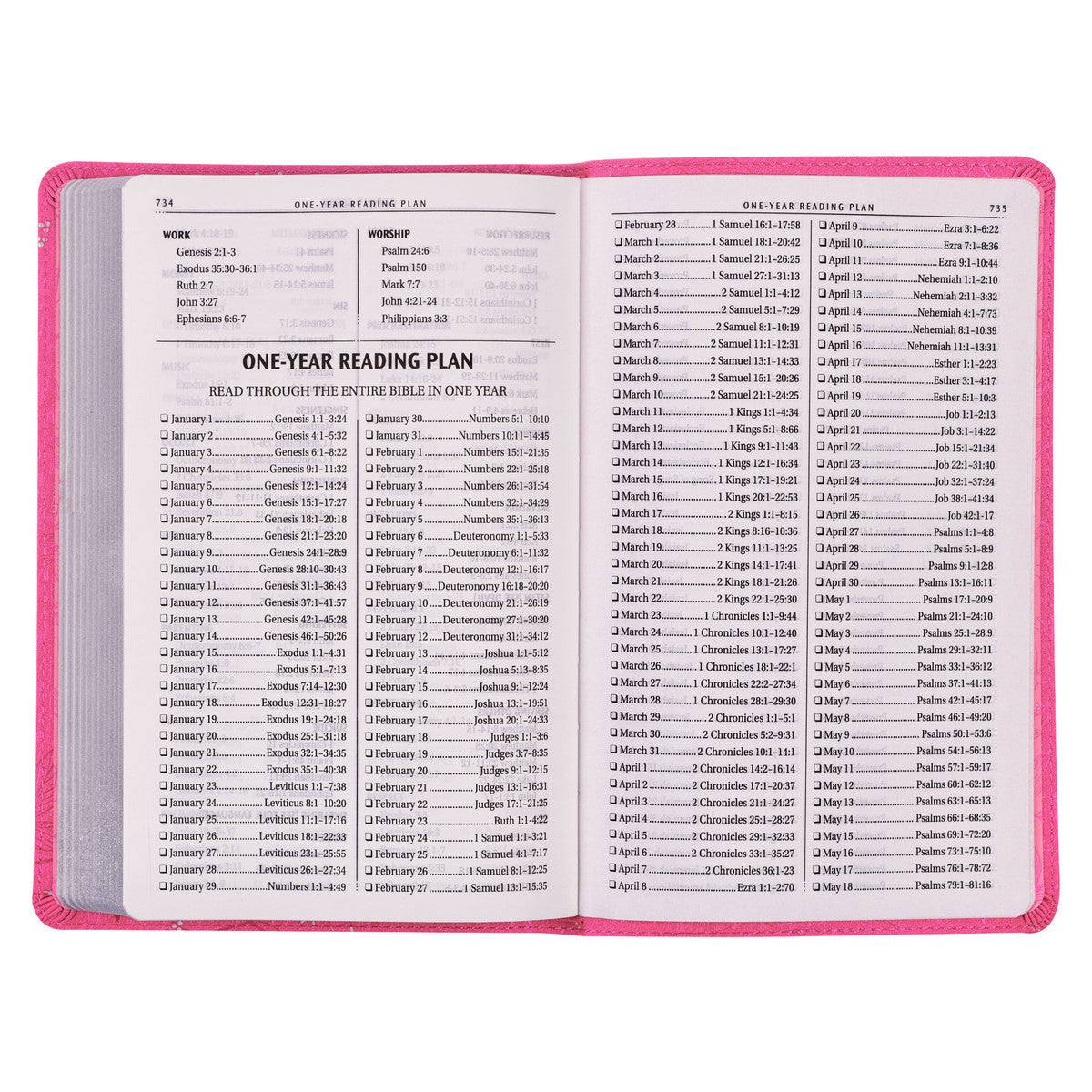 Pearlized Cherry Pink Faux Leather King James Version Gift Edition Bible (Font: 8-point) (No Bible Tabs)
