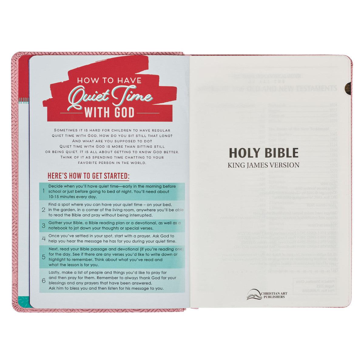 Blossom Pink Heart Faux Leather King James Version Kid's Bible