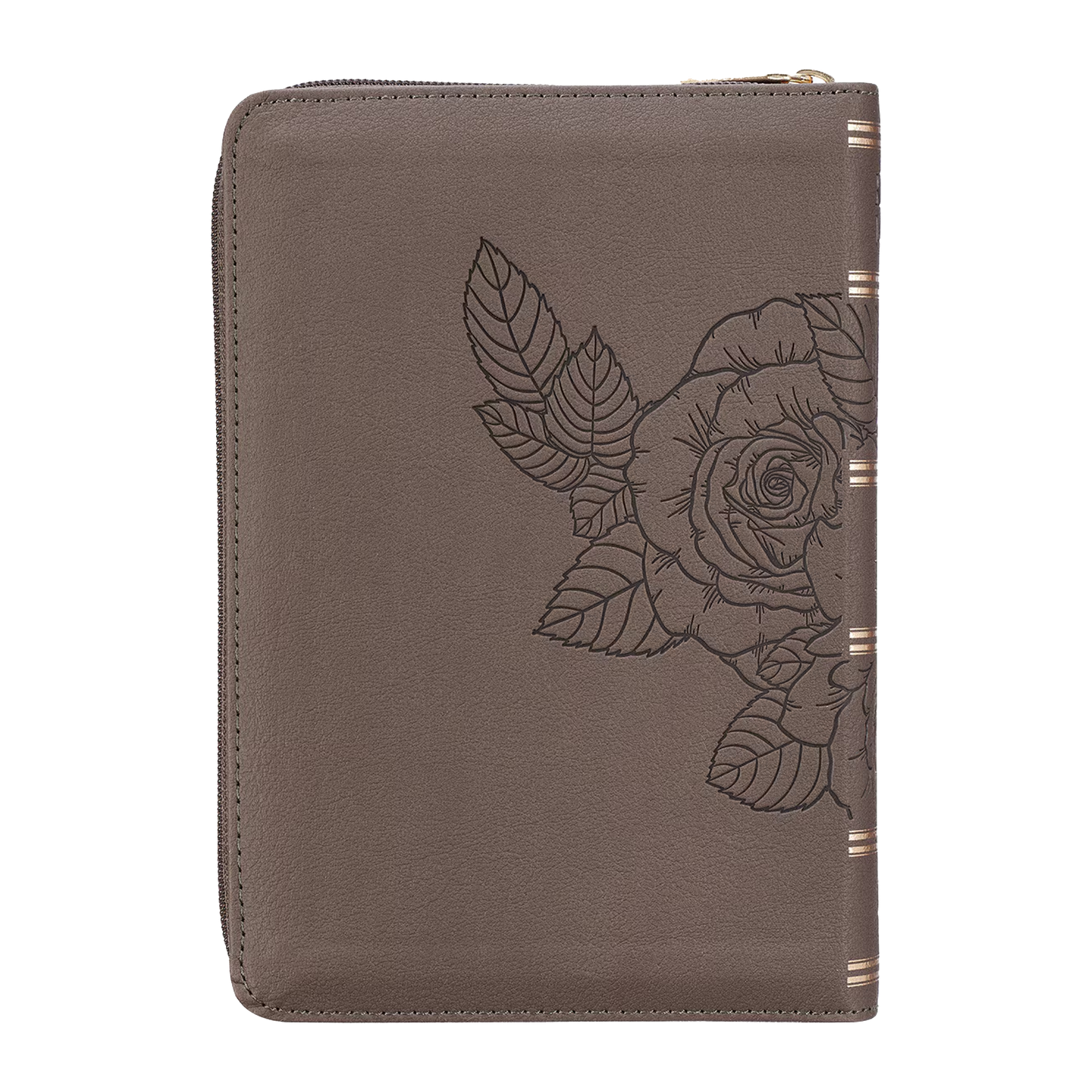 Floral Dusty Taupe Faux Leather Large Print Compact King James Version Bible