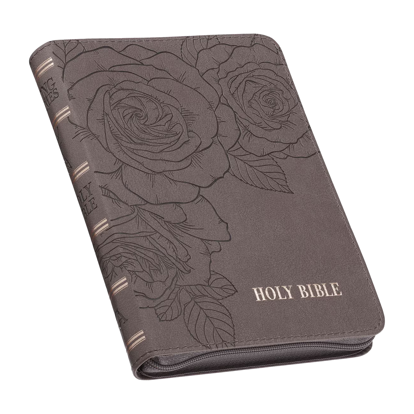 Floral Dusty Taupe Faux Leather Large Print Compact King James Version Bible