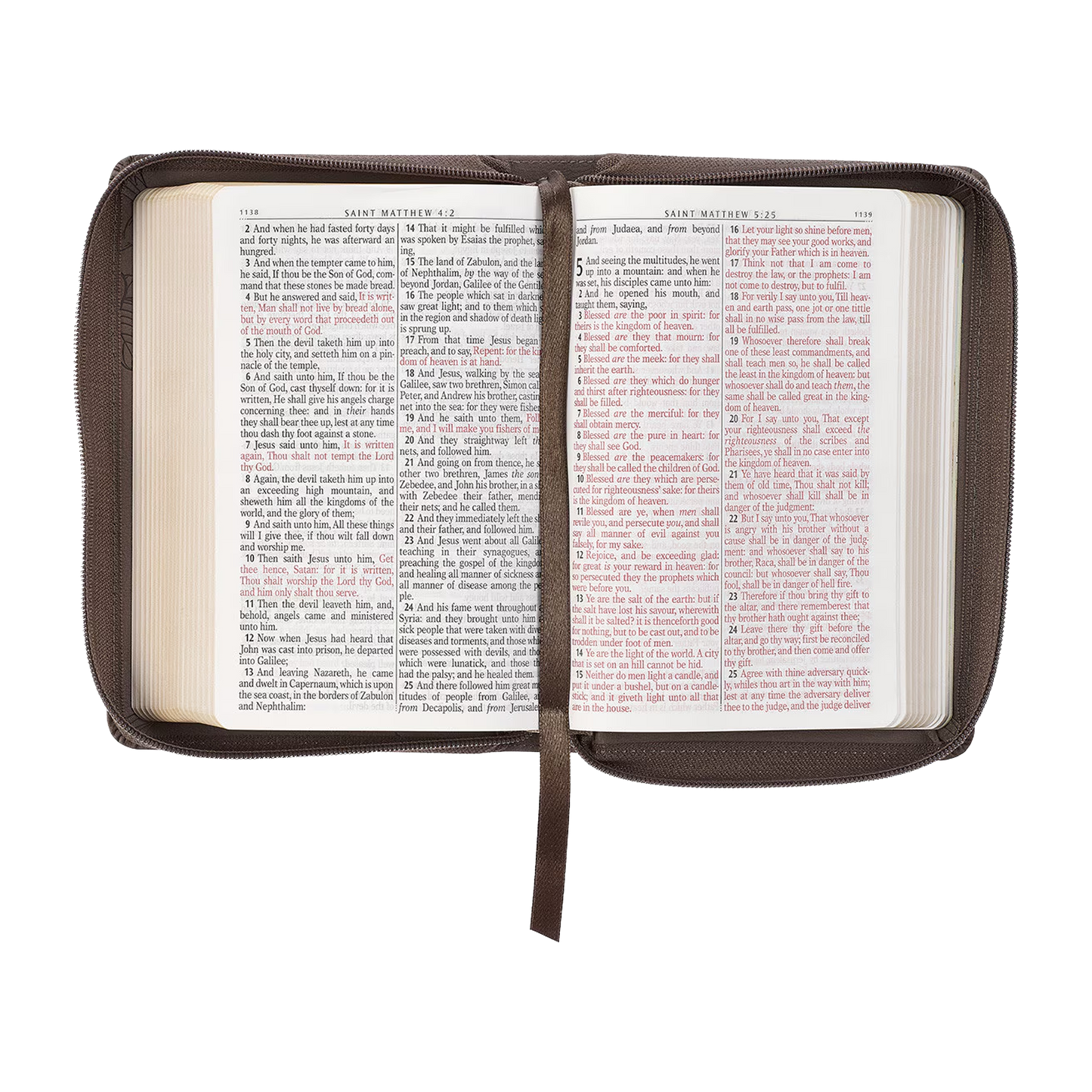 Floral Dusty Taupe Faux Leather Large Print Compact King James Version Bible