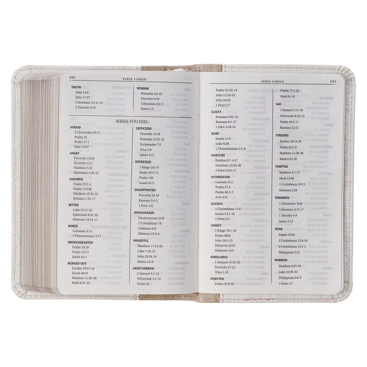 Pearlized White and Taupe Faux Leather King James Version Pocket Bible