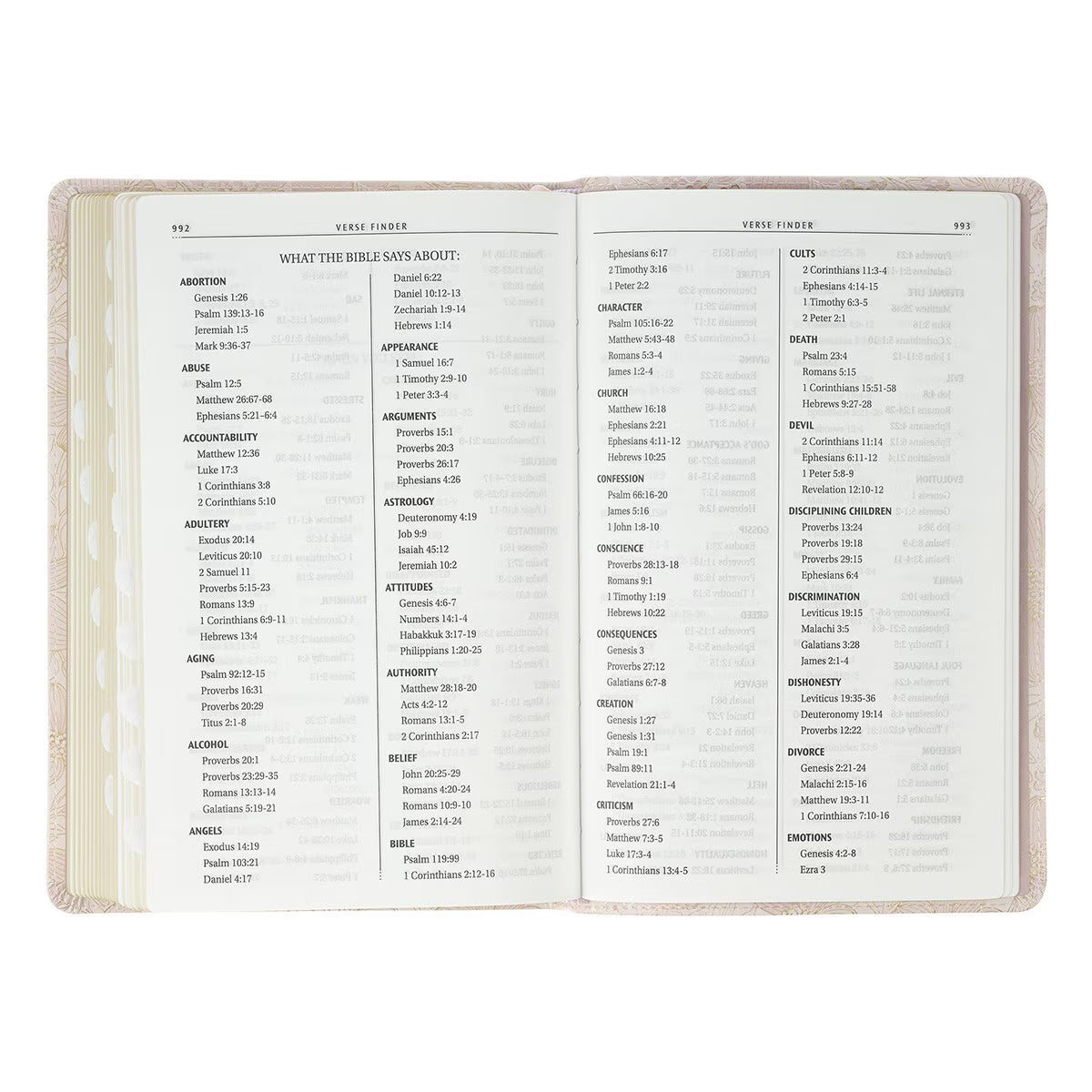 Pale Pink Floral Faux Leather King James Version Deluxe Gift Bible with Thumb Index