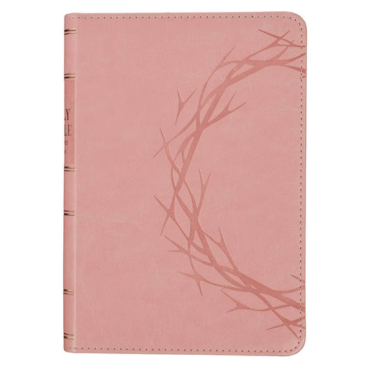 Crown of Thorns Pink faux Leather Large Print Compact King James Bible