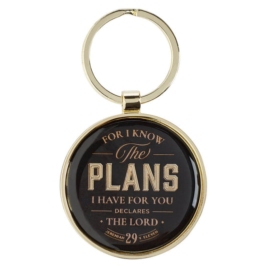 Plans Black Metal Keychain in Gift Tin - Jeremiah 29:1