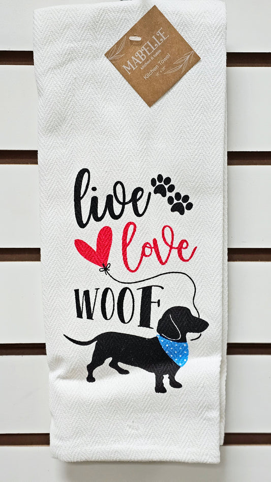 Live Love Woof- Love My Dog Printed Kitchen Towel