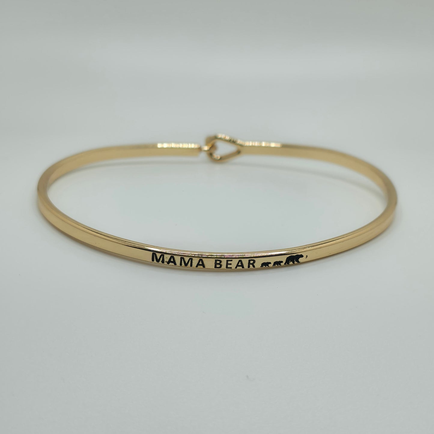 MAMA BEAR Inspirational Message Bracelet Positive Message Engraved Thin Bangle - Jewelry