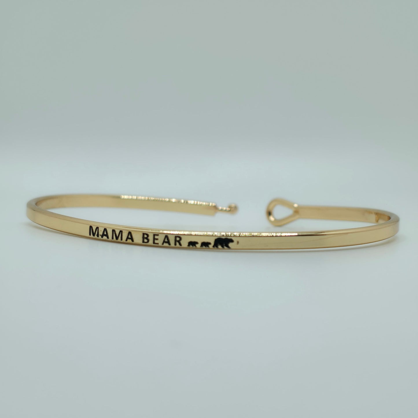 MAMA BEAR Inspirational Message Bracelet Positive Message Engraved Thin Bangle - Jewelry