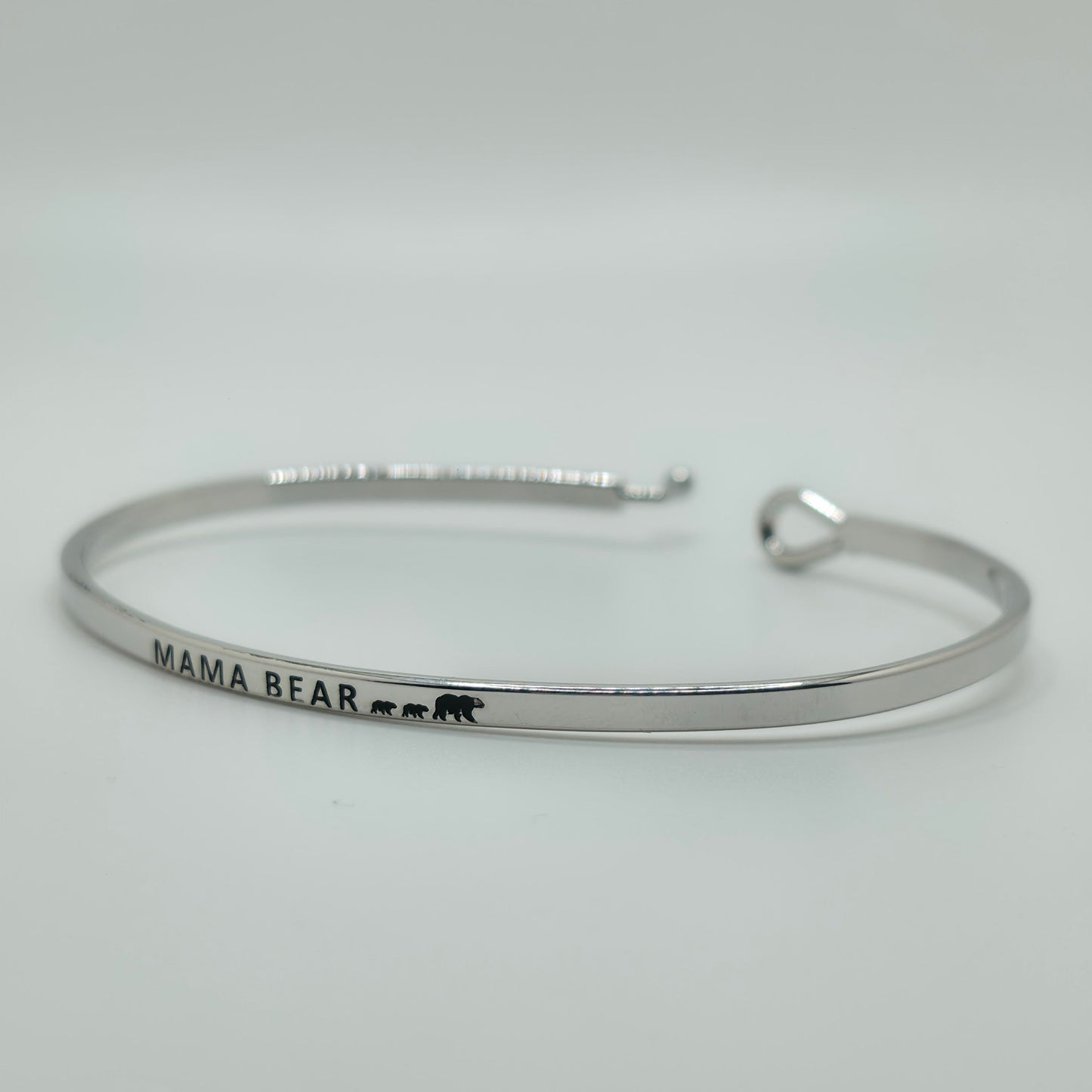 MAMA BEAR Inspirational Message Bracelet Positive Message Engraved Thin Bangle - Jewelry