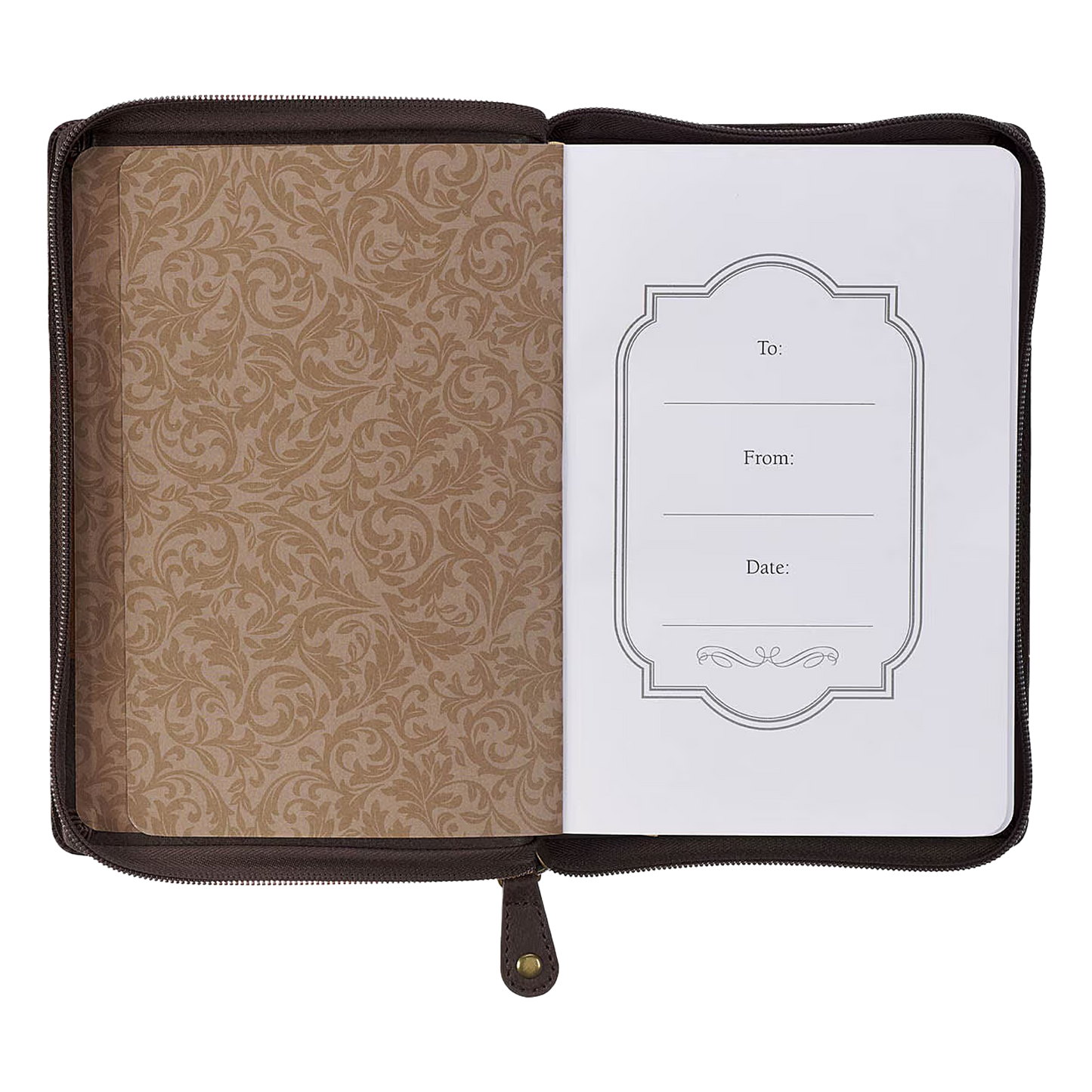 Man of God Honey-brown and Espresso Faux Leather Journal with Zipper Closure - 1 Timothy 6:11