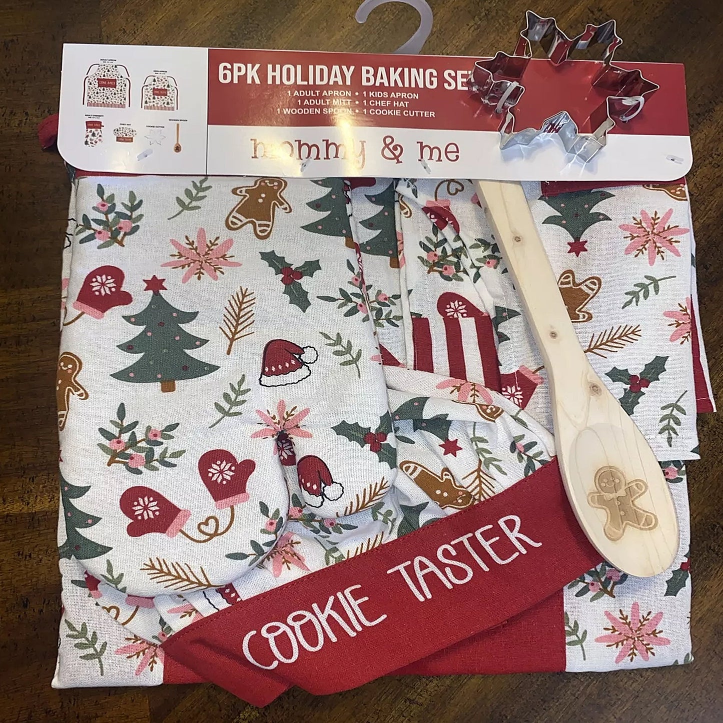 6 Pack Holiday Mommy & Me Baking Cookie Taster Baker Cooking Christmas Apron Set (Christmas Tree)