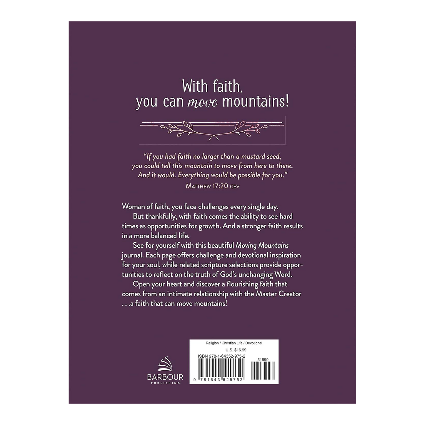 Moving Mountains: A Faith-Filled Devotional Journal for Women Hardcover Compiled by Barbour Staff