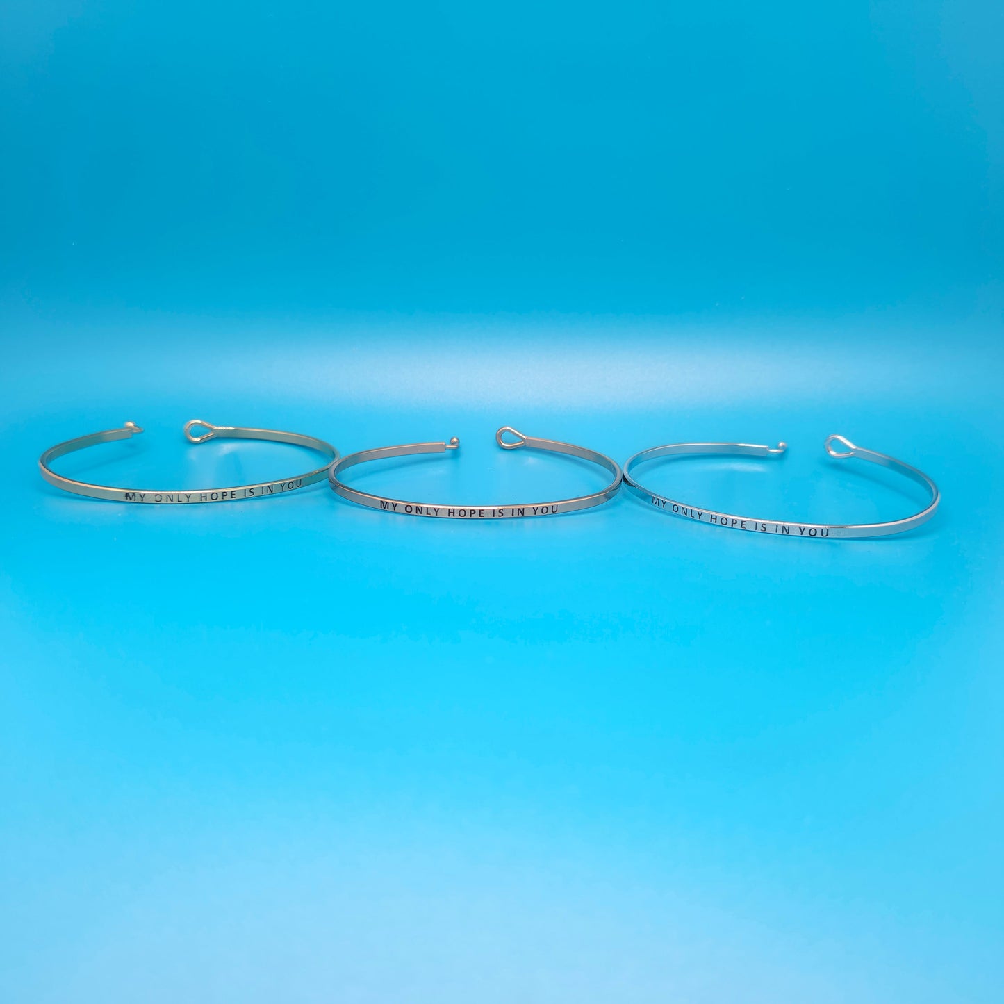 MY ONLY HOPE IS IN YOU Inspirational Message Bracelet Positive Message Engraved Thin Bangle - Jewelry