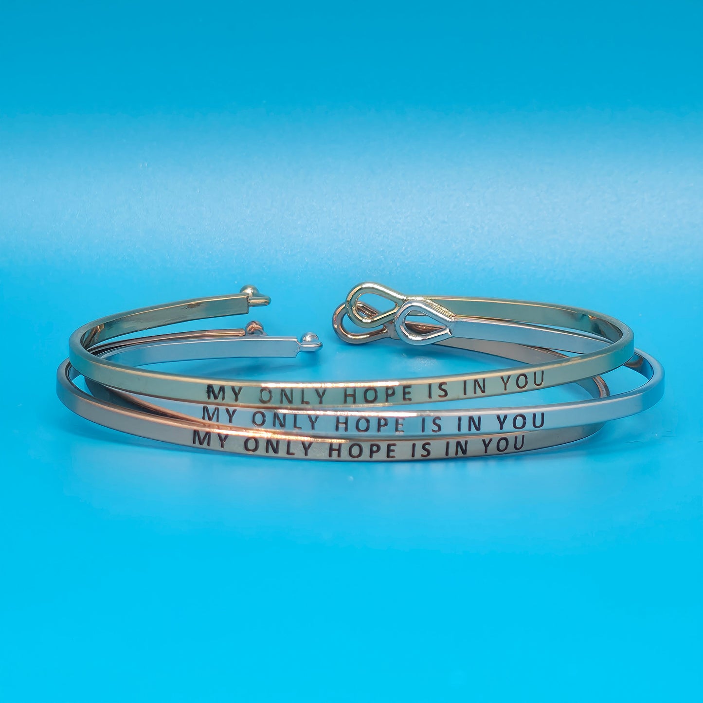 MY ONLY HOPE IS IN YOU Inspirational Message Bracelet Positive Message Engraved Thin Bangle - Jewelry