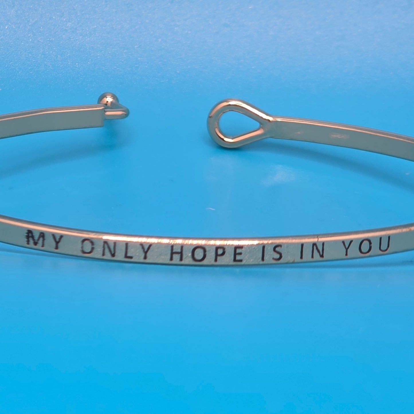 MY ONLY HOPE IS IN YOU Inspirational Message Bracelet Positive Message Engraved Thin Bangle - Jewelry