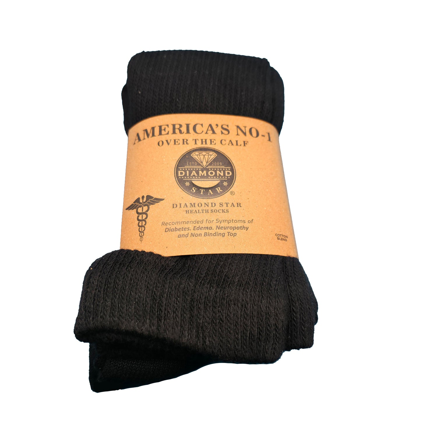Over The Calf Diabetic Socks!  Sizes 10-13 - Black 2 Pack (Black)