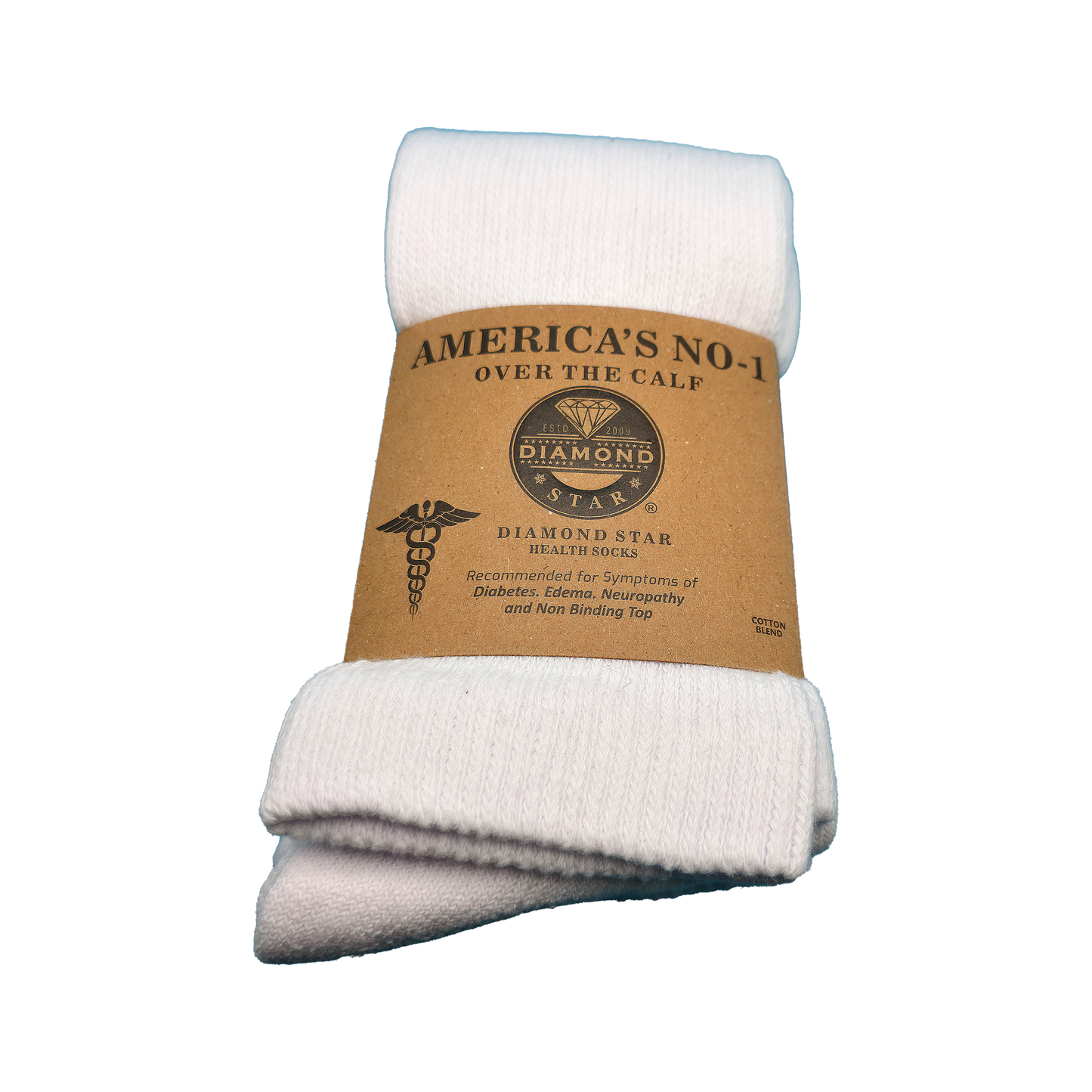 Over The Calf Diabetic Socks!  Sizes 10-13 - White 2 Pack (White)