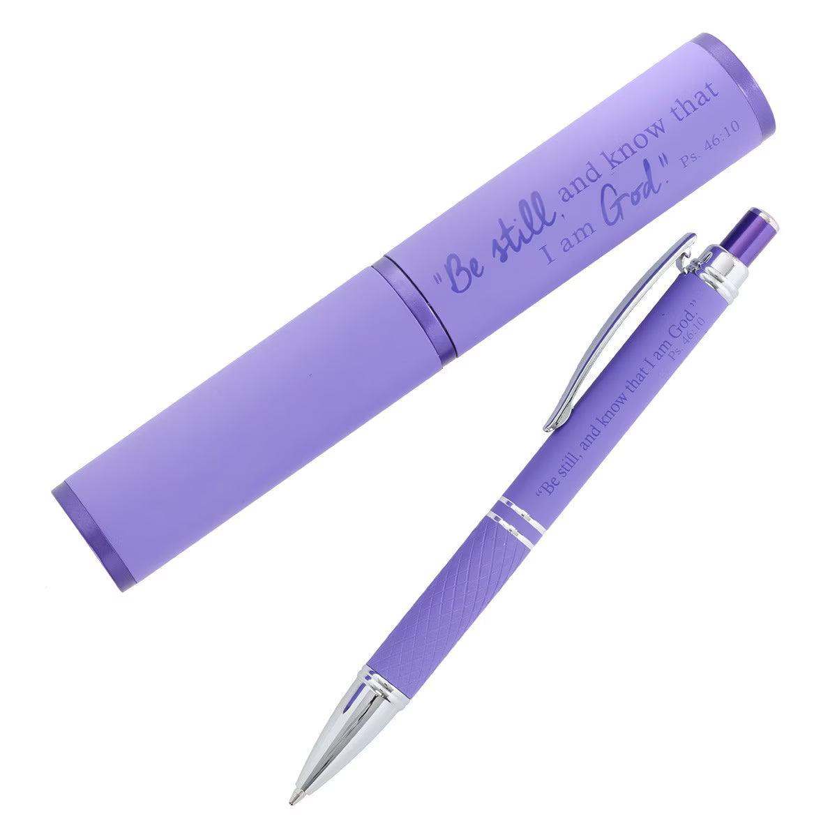 Stylish Pen and Case - Purple - "Be Still And Know That I Am God."  Ps. 46:10