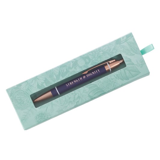 Strength and Dignity - Proverbs 31:25 Pen Gift Blue