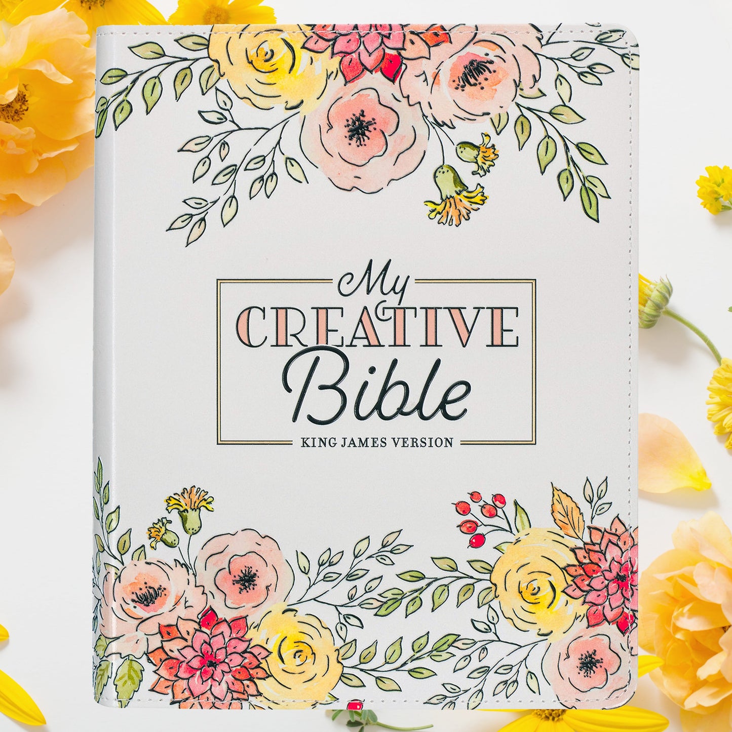 Pearlized White Faux Leather KJV My Creative Bible