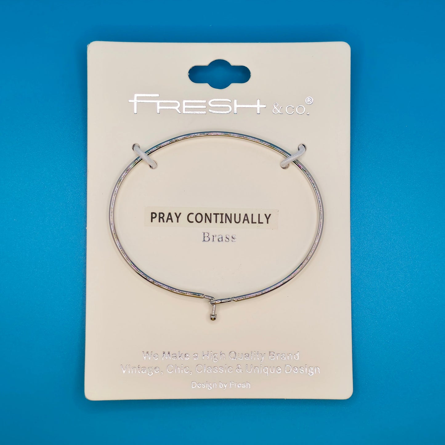PRAY CONTINUALLY Inspirational Message Bracelet Positive Message Engraved Thin Bangle - Jewelry