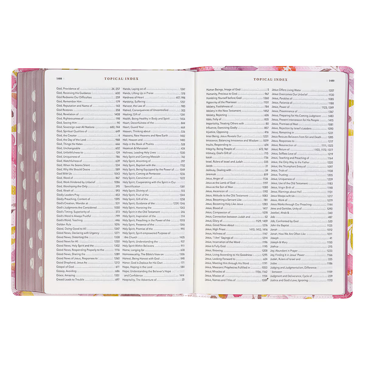 Pink Floral Faux Leather Spiritual Growth Bible