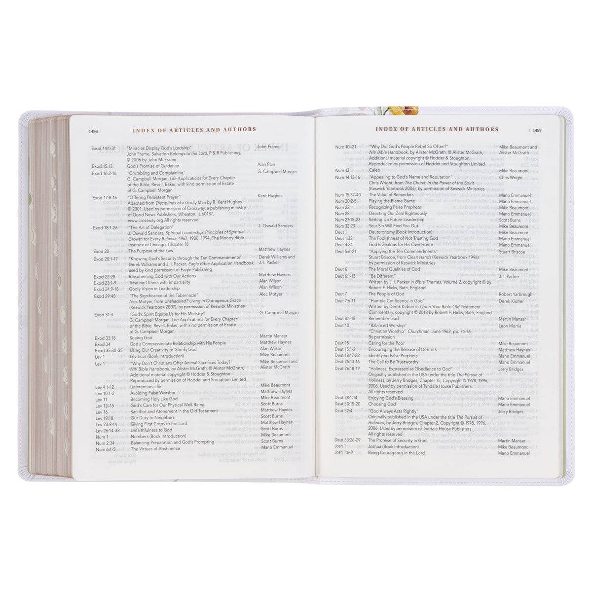 Cream-colored Floral Faux Leather Spiritual Growth Bible