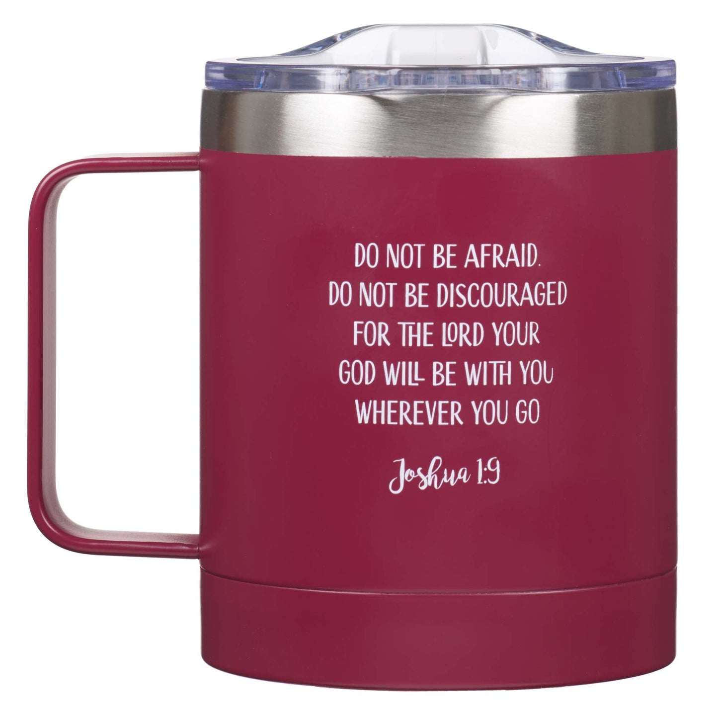 Be Strong & Courageous Very Berry Camp-style Stainless Steel Mug - Joshua 1:9 - Mug