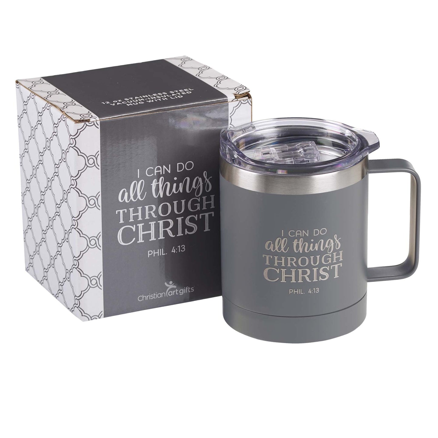 I Can Do All Things Gray Camp-style Stainless Steel Mug - Philippians 4:13 - Mug