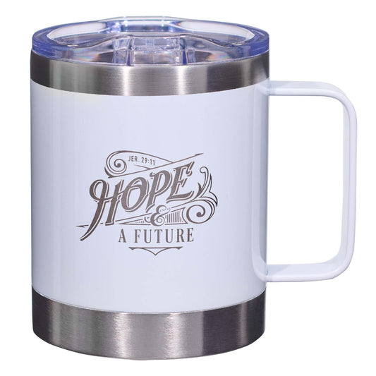 Hope and a Future White Camp-style Stainless Steel Mug - Jeremiah 29:11 - Mug
