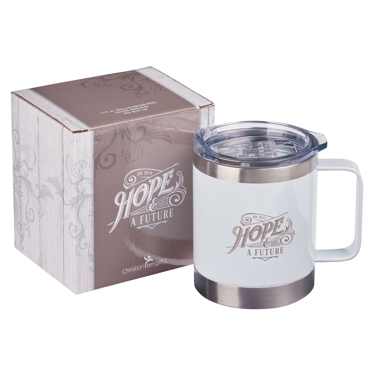 Hope and a Future White Camp-style Stainless Steel Mug - Jeremiah 29:11 - Mug