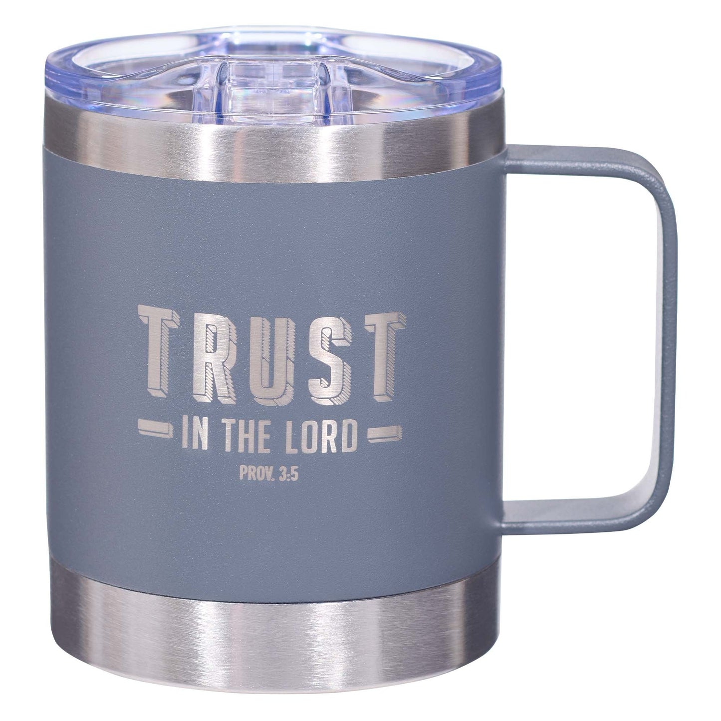Trust the LORD Cool Gray Camp-style Stainless Steel Mug - Proverbs 3:5 - Mug